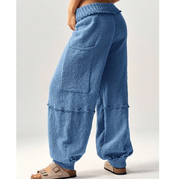 Cozy Stretchy Waist Mid Waist Textured Lounge Jogger pants - Picture 5 of 6